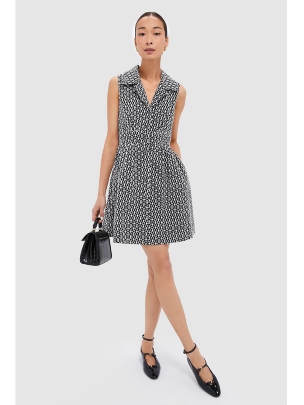 Pomander Black Sleeveless Eyelet Dress